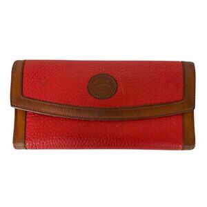 Vintage Dooney & Bourke All Weather Leather Wallet Red Brown Snap Closure